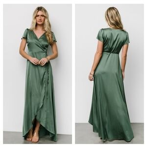 Baltic Born Krystal Satin Wrap Gown Satin New Without Tags